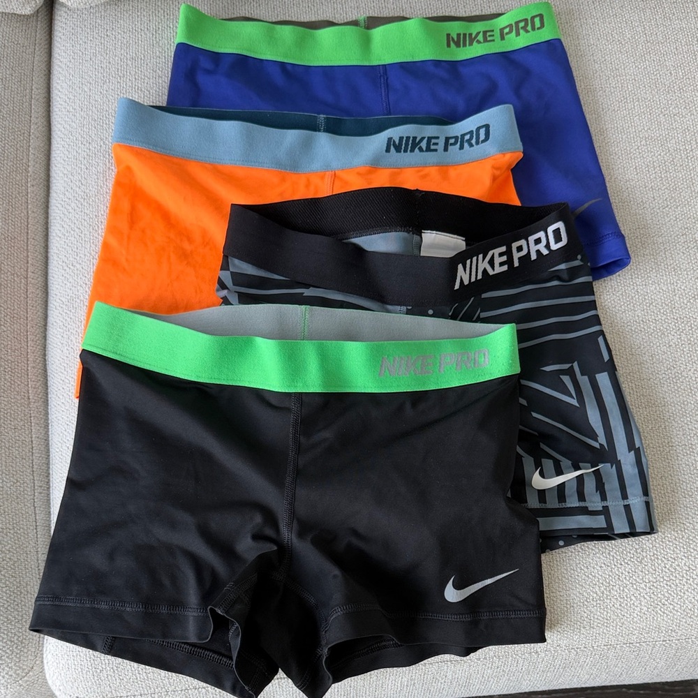 Nike Pro Women's Shorts Set - Black, Orange, Blue, Patterned